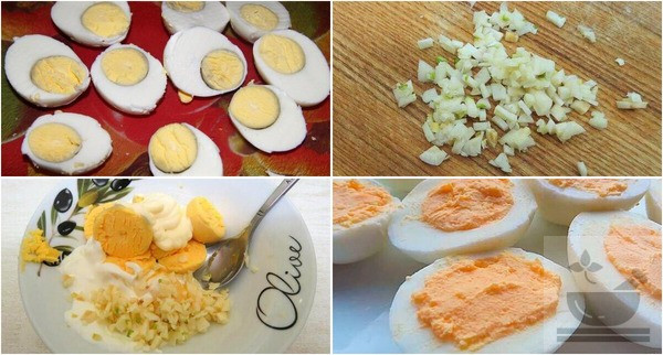 Фаршируем яйца для салата сугроб