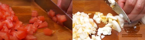 Нарезаем помидоры для салата