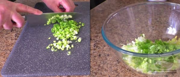 Нарезаем зеленый лук для салата