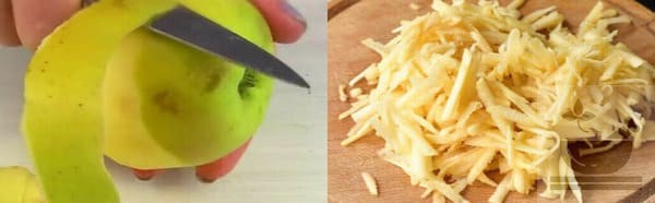 Яблоко в салате натираем на терке