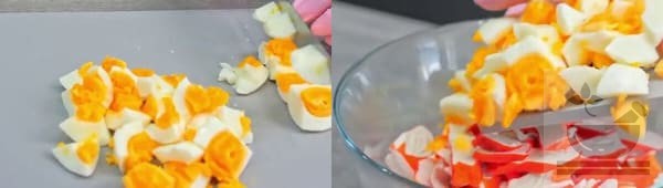 Нарезаем яйца для салата